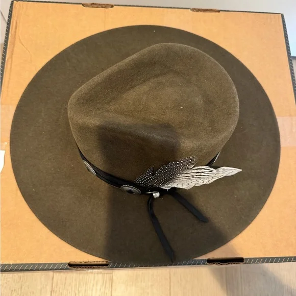 BRAND NEW - NEVER WORN Stetson Brown Hat with Feather and Silver Accents - Picture 2 of 8